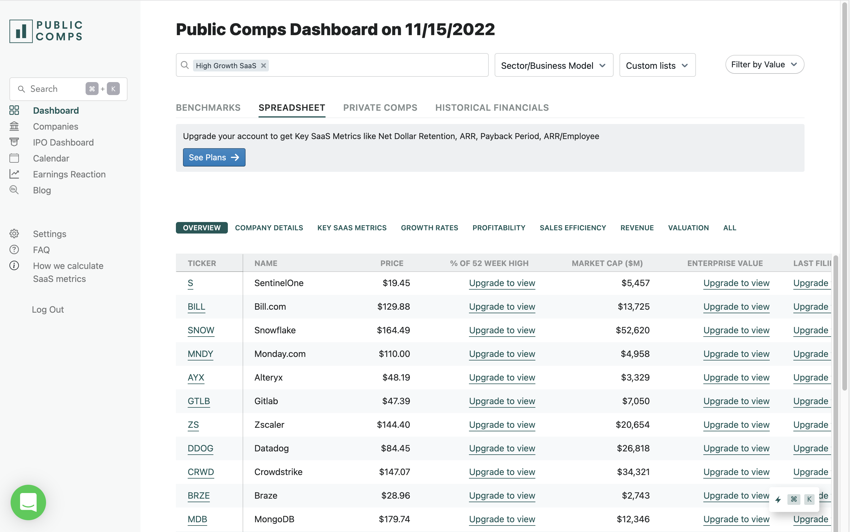 PublicComps screenshot 1